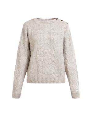 Dreimaster Strick Pullover Damen Melange - Weiß