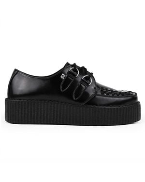 T.U.K. Tuk Viva High Creeper Schwarze Leder-Plateau-Schnürschuhe Im Gothic-Stil