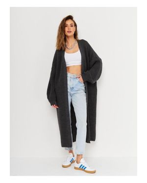 Everyday the Label Damen Offene Front Langarm Langmantel Cardigan - Blau