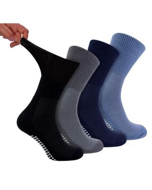 Dr.Socks 4Er-Pack Bambus-Diabetikersocken Mit Rutschfesten Für Männer Und Frauen - Blau