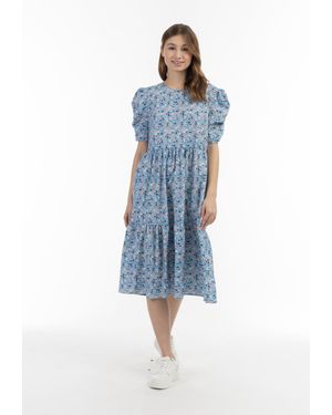 Mo My Robe Midi À Manches Courtes - Blau