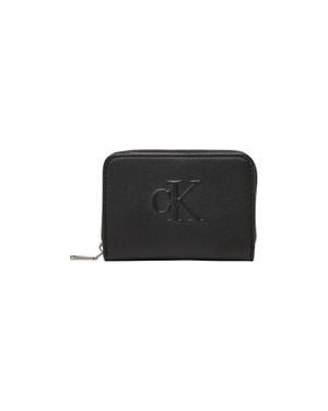 Calvin Klein Geldborse Mit Reissverschluss Aus Leder - Schwarz