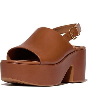 Fitflop Plattform Heeled Backstrap Leder Damen Deep Tan Flip-Flops - Braun
