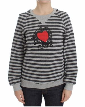 Exte Pull En Coton Rayé À Col Ras Du Cou Pour Femme - Grau