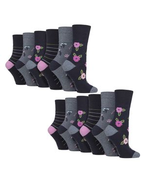 Gentle Grip 12 Paar Damen Baumwollsocken - Blau