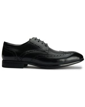 Sole Ldn Wide Fit Brogue Schuhe - Schwarz