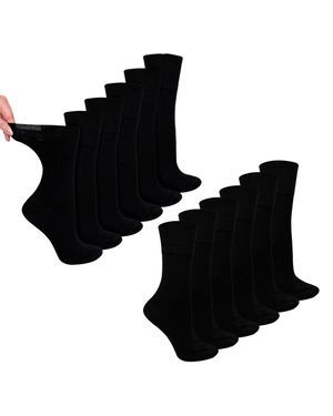 Dr.Socks 12 Paare Damen Bambus Diabetikersocken - Schwarz