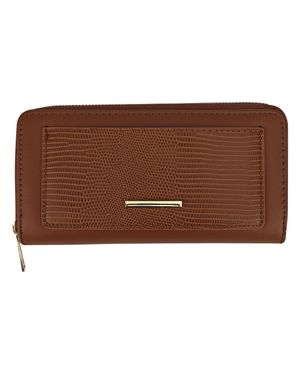 Black Moon Damen Kunstleder Geldbörse Große Texturierte Tasche Mit Metall-Detail Organizer - Braun