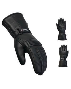 Infinity Leather Thermohandschuhe Für Herren, Gepolstert, Schwarzes Leder, Wasserdicht, Winter- Und Sommer-Bikerschutz