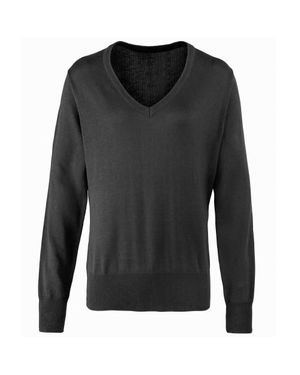 PREMIER Damen Strickpullover Mit V-Ausschnitt (Anthrazit) - Schwarz