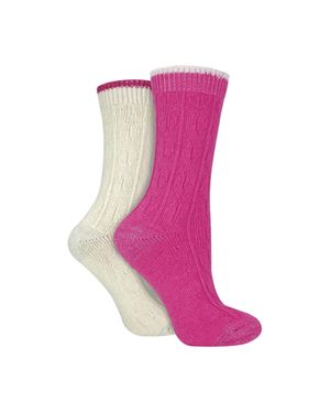 Wildfeet 2Er Pack Damen Socken Mit Kabelstrick - Pink