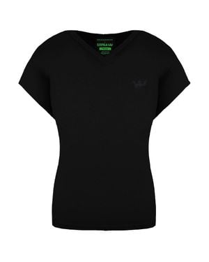 Supra X Heidi Klum Cochs Kurzarm V-Ausschnitt Schwarzes Damen T-Shirt 191902 008
