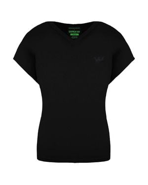 Supra X Heidi Klum Cochs Kurzarm V-Ausschnitt Schwarzes Damen T-Shirt 191902 008