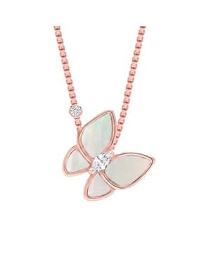 Bibei Damenkette Mit Schmetterling-Anhänger Und Zirkonia - Weiß