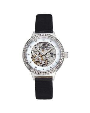 Empress Alice Automatic Mop Skeleton Dial Leather-Band Watch - Mettallic