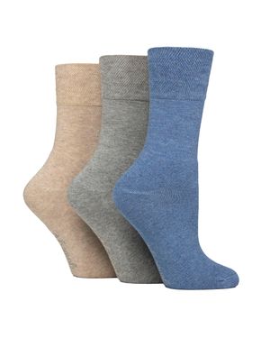 Gentle Grip 3Er Pack Damen Bambus Socken Weich Atmungsaktiv Polsterung Crew Socken - Blau