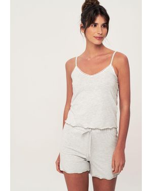 Herita Gestreiftes Pyjama-Set Mit Trägern - Weiß