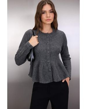 Trendyol Mi̇Lla Damen Einfarbig Lang Regular Fit Cardigans - Grau