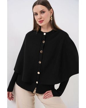 Bigdart Rippstrukturierter Langarm-Button-Up-Cardigan - Schwarz