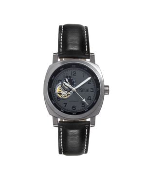 Reign Impaler Montre Semi-Squelette À Bracelet En Cuir - Mettallic
