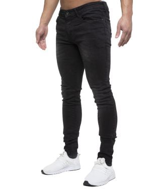 Eto Herren Designer Slim Skinny Fit Stretch Jeans - Schwarz