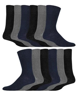 IOMI 12 Paar Multipack Gentle Grip Top Diabetiker Socken - Schwarz