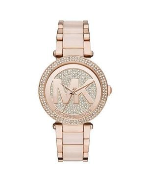 Michael Kors Mk6176 Parker Crystal Pave Logo Zifferblatt Damen 39Mm Uhr - Mettallic