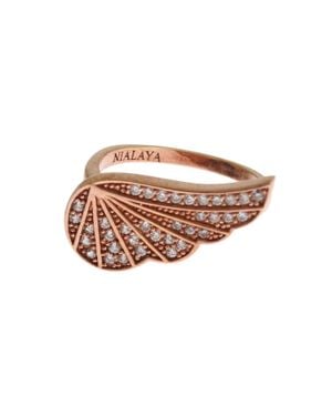 Nialaya 925 Silber Damen Ring Mit Klaren Zirkonia - Schwarz