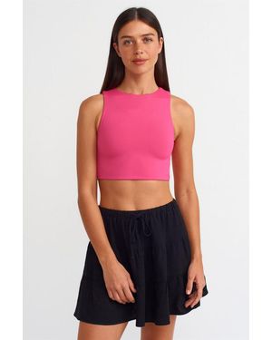Dilvin Eng Anliegendes Crop-Top - Pink