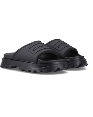 HUNTER Moulded Stacked Slider Polyester Farbe Pantoletten - Schwarz