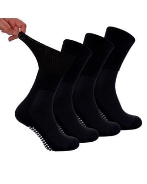 Dr.Socks 4Er Pack Bambus-Diabetikersocken Mit Grip Für Männer Und Frauen - Schwarz