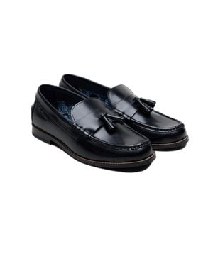 Ben Sherman Sid Brush Off Leder Herren Schwarze Quasten Slipper