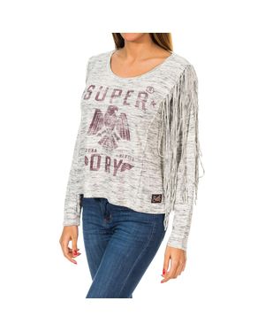 Superdry Colorado Fringe G60000Gn Langarmpullover Für Damen - Grau