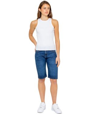 Enzo Damen Lange Jeansshorts - Blau