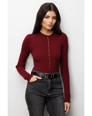 MixRay Rippstrick-Knopf-Cardigan - Rot