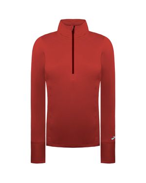 Brooks Dash 1/2 Zip Damen Dunkelrotes Lauftop