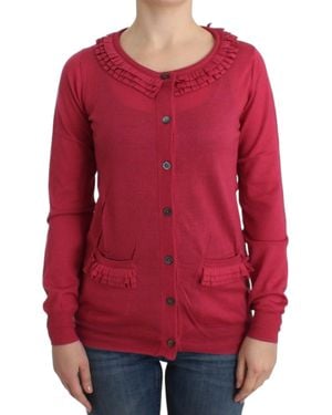 John Galliano Rüschensaum-Cardiganpullover - Rot