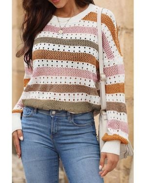 Everyday the Label Gestreifter Pullover Mit Rundhalsausschnitt - Blau
