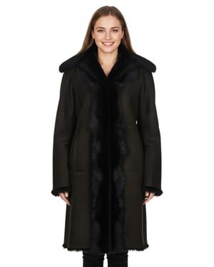 Infinity Leather Brauner Damen-Trenchcoat Aus Toskanischem Schafveloursleder – Celeste - Schwarz