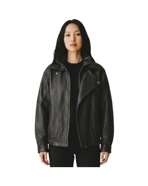 Infinity Leather Herren Schwarze Lammleder-Biker-Blouson-Jacke – Big Bomber