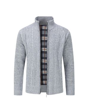 Allthemen Herren Strickjacke Mit Reißverschluss Cardigan Grobstrick Mit Stehkragen Für Den Winter - Blau