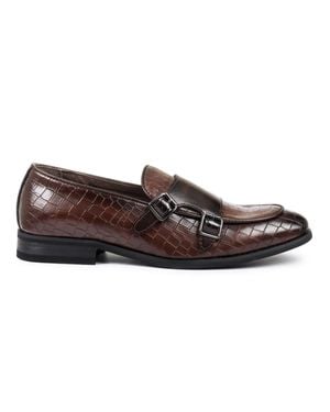 Infinity Leather Braune Vegane Lederschuhe Mit Doppeltem Monk Strap Loafer Für Herren