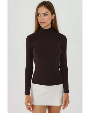Hiccup Ultraweiches Slim Fit Rollkragen-Strickoberteil - Schwarz