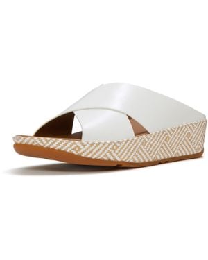 Fitflop Lulu Lux Graphic-Weave Leder Damen Sandalen - Weiß