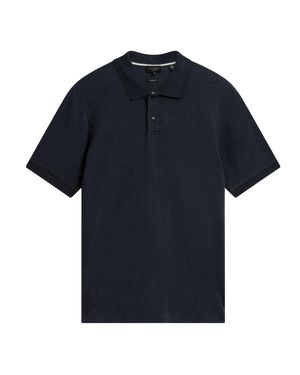 Ted Baker Redman Regular Strukturiertes Marineblaues Polohemd