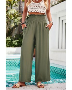 Everyday the Label Devine Gesmokte Hose Mit Weitem Bein Und Taschen - Grün