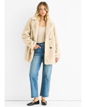 Gini London Kunstpelz Doppelreihige Langarmjacke - Blau