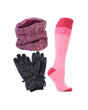 Heat Holders Damen Ski Set Halswärmer Handschuhe & Thermo Ski Socken Winterbekleidung - Pink