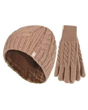 Heat Holders Damen Fleecegefüttertes Thermohut- Und Handschuhe-Set Für Den Winter - Braun