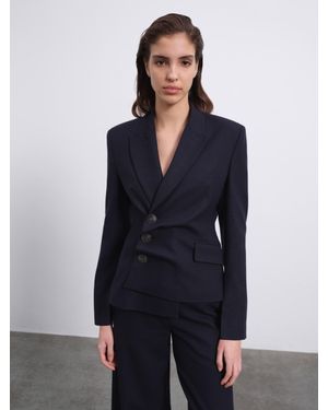 SÉLONE Maren Asymmetric Tailored Blazer - Blue